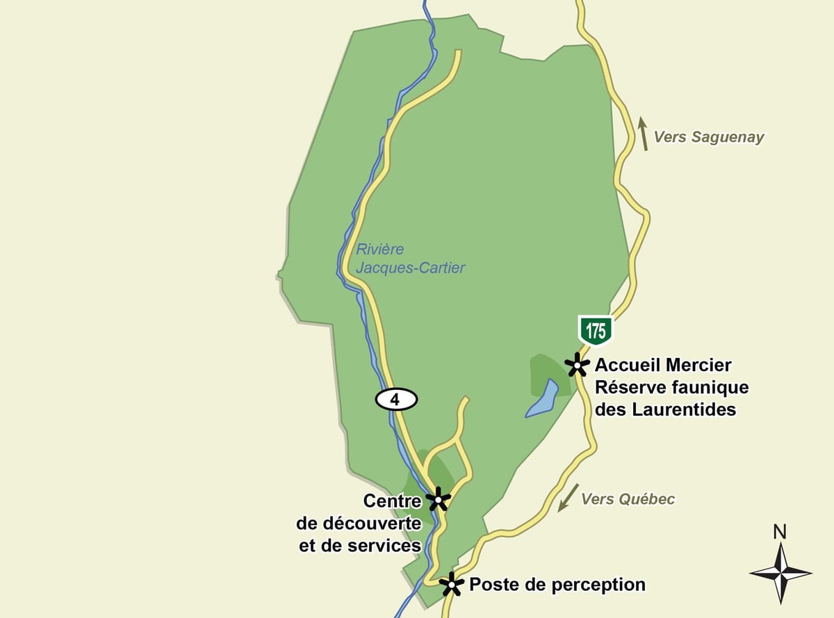 Mapa jacques cartier parke nazionala trail