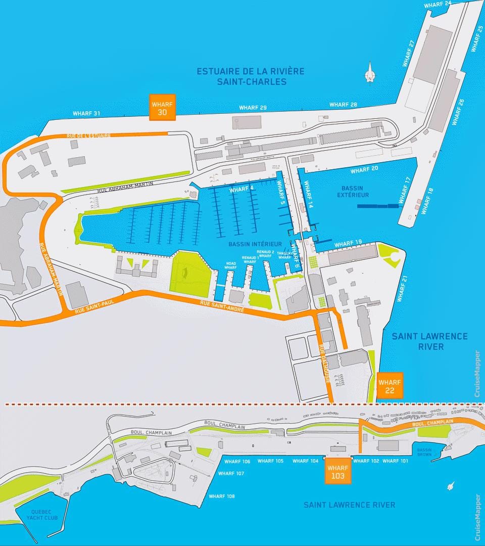 Mapa Quebec City gurutzaldi-terminal