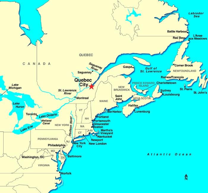 Quebec Hiria mapa kanadan