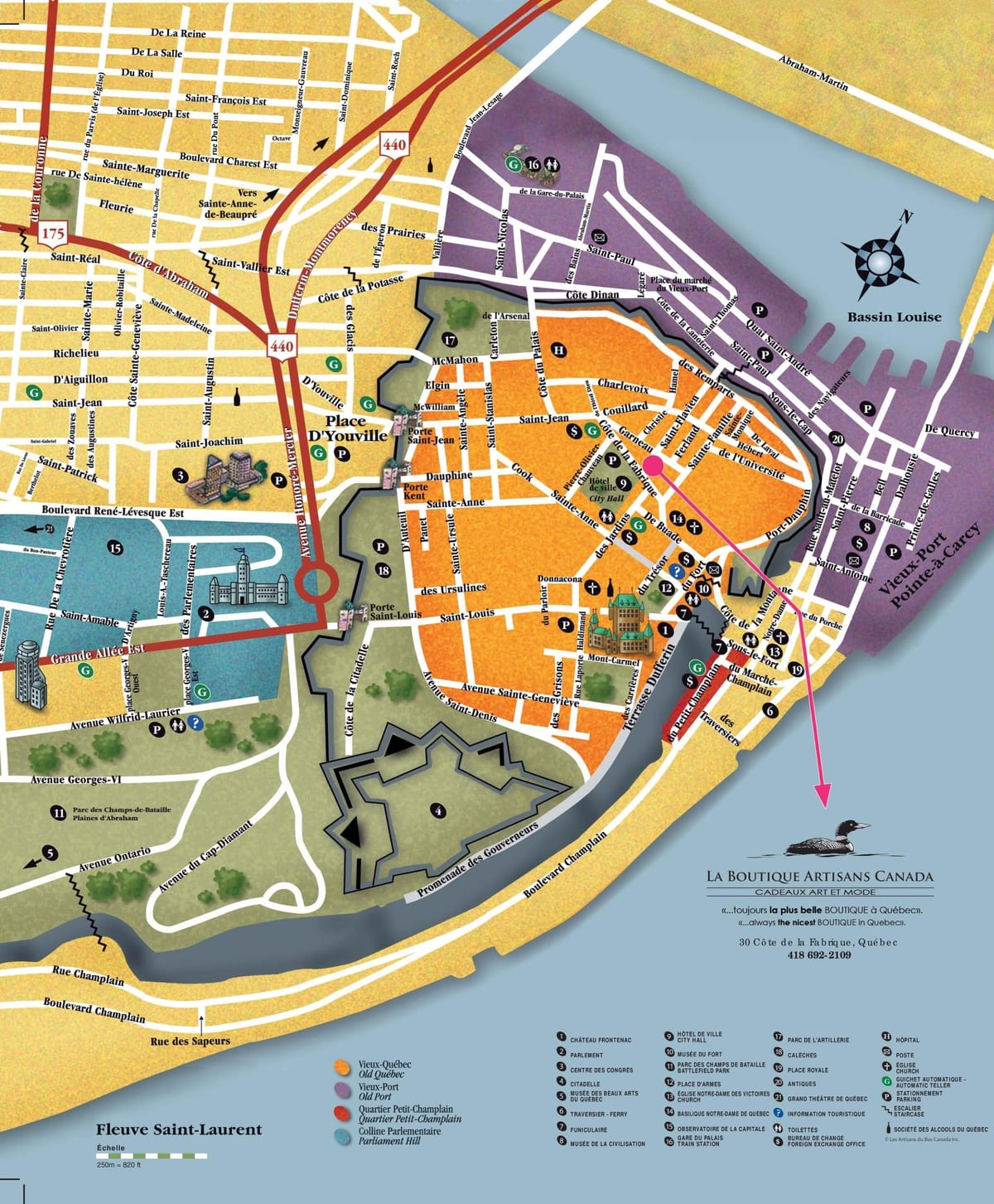 Mapa Quebec City turismo 