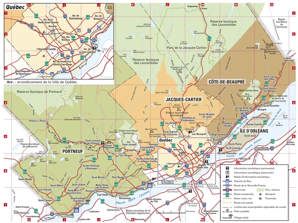 Mapa Quebec erdigunera
