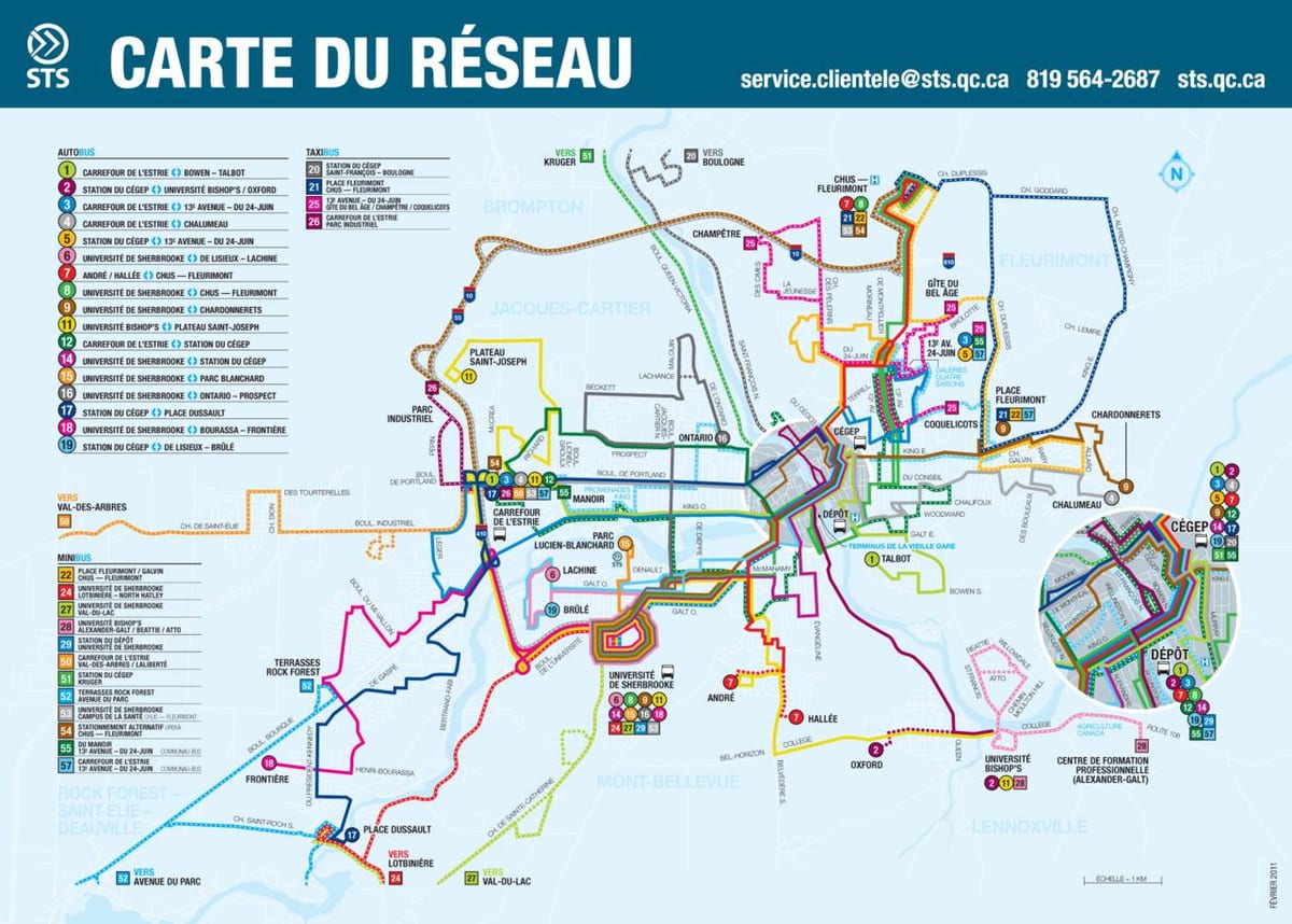 Quebec Hiriko autobus ibilbide mapa