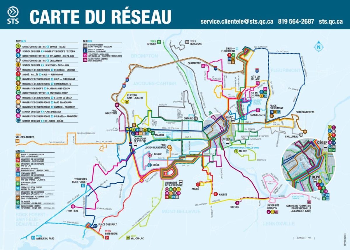 Quebec Hiriko garraio publikoaren mapa
