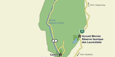 Mapa jacques cartier parke nazionala trail