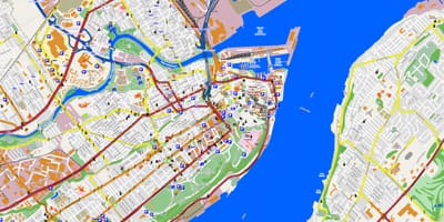 Mapa Quebec Hirian eta inguruetan