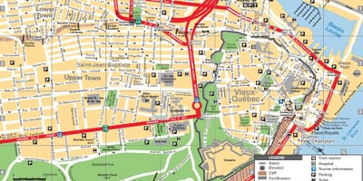 Quebec City turismo-erakargarri mapa